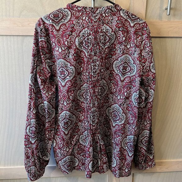 Talbots Pull Over Pintuck Paisley Print with Sequins Blouse XL - Picture 9 of 11